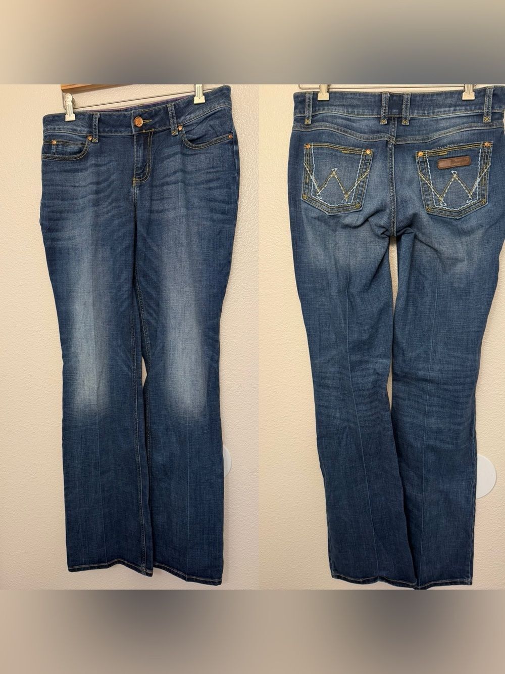 Wrangler womans low rise boot cut blue jeans 9 34 long